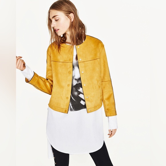 Zara Suede Effect Jacket in Mustard - Picture 3 of 10